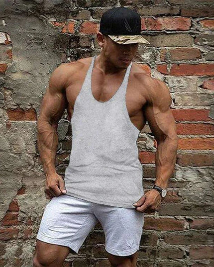 Men's Sleeveless Cotton Tank Top for Bodybuilding and Fitness - Muscle Stringer Vest