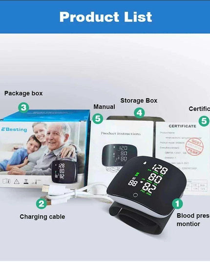 Rechargeable Smart Voice-Activated Blood Pressure Monitor with Touch Control