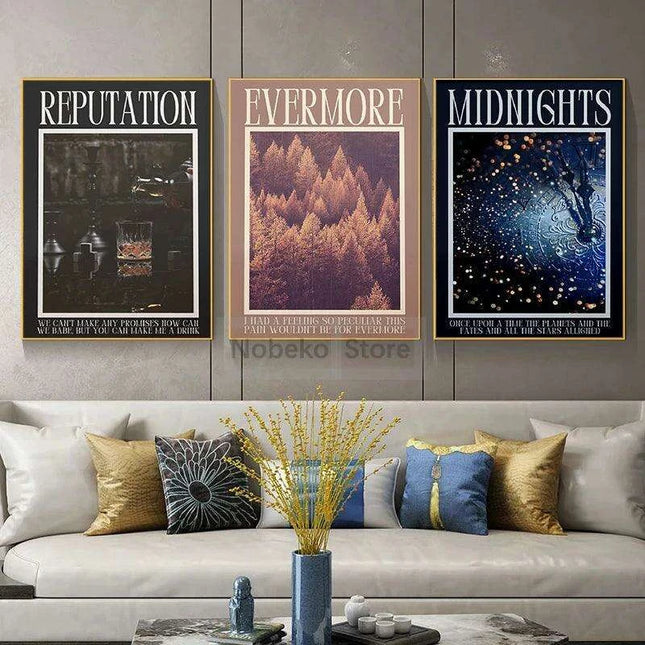 Taylor Swift Lyric Canvas Prints - Elegant Wall Art Inspired by Midnights, Lover, and Reputation Albums