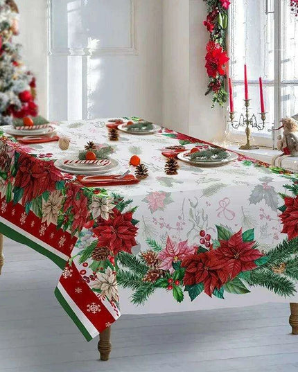Festive Waterproof Polyester Christmas Lightweight Tablecloth for Holiday Partie