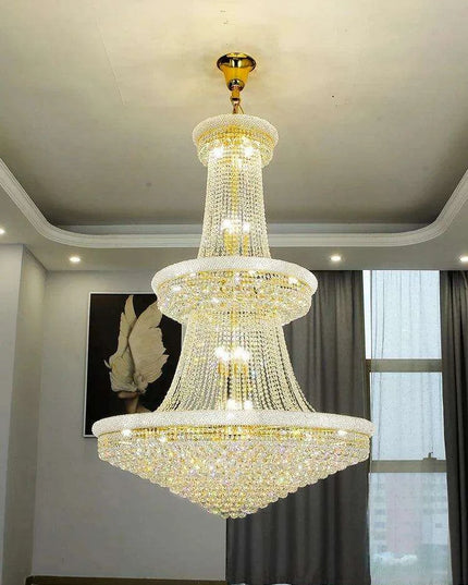Opulent Chrome Crystal Chandelier - Elegant Lighting Solution for Luxury Hotels, Villas, and High-End Interiors