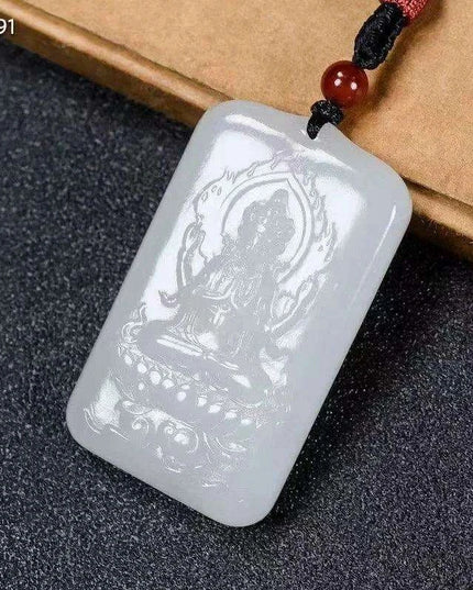 Exquisite Handcrafted White Hetian Jade Guanyin Pendant for Luck and Prosperity