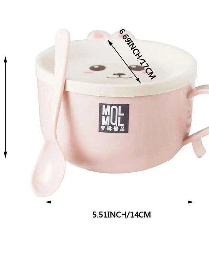 Adorable Double-Layer Noodle Bowl with Playful Rabbit Design - A Must-Have for Fun Dining Experiences!