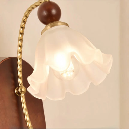 Vintage French Flower Wall Sconce — Frosted Glass Petal, E27