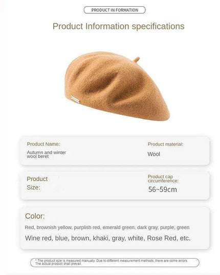 Elegant Wool Beret for Women - Your Must-Have Accessory for Autumn/Winter