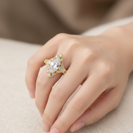 Huitan Sparkling Cubic Zirconia Engagement Ring - Elegant Wedding Jewe