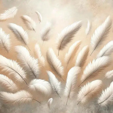 3D Abstract Feather & Flower Mural Wallpaper — Custom Size