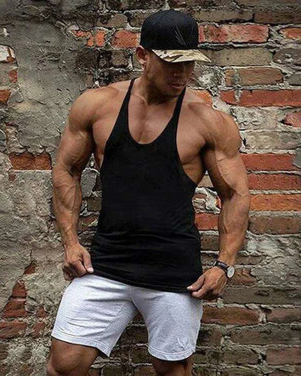 Men's Sleeveless Cotton Tank Top for Bodybuilding and Fitness - Muscle Stringer Vest