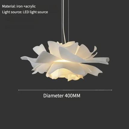 Postmodern White Flower LED Pendant Light — Petal Design, 40–80cm