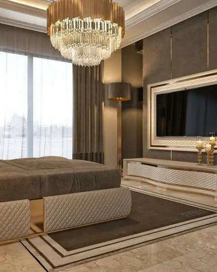 Elegant Customizable Leather King Bed Frame - Modern Luxury Design