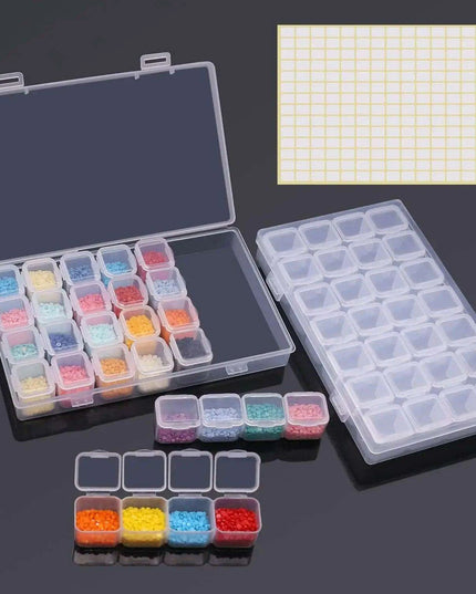 Deluxe 64-Compartment Diamond Painting Bead Storage Organizer with Labels