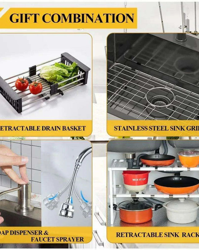 Sleek Dual-Basin Gourmet Stainless Steel Kitchen Sink Set with Effortless Cleanup Design