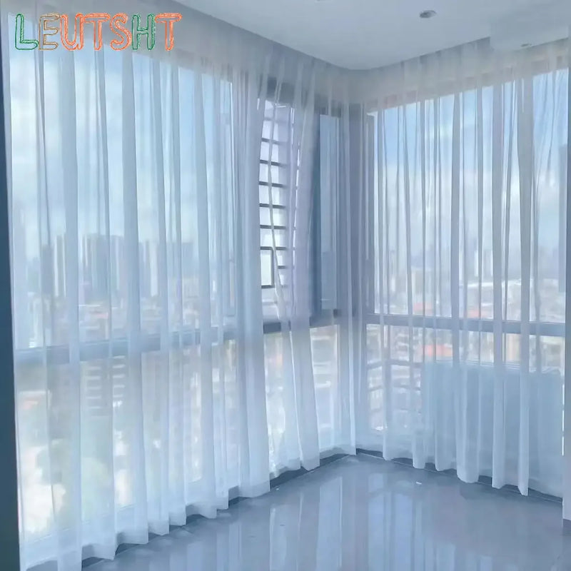 Custom White Sheer Tulle Curtains – Transparent Drape for Living Room & Events