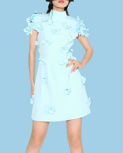 Chic Women's High-Waisted Mini Dress with Distinctive Patchwork and Embellishments