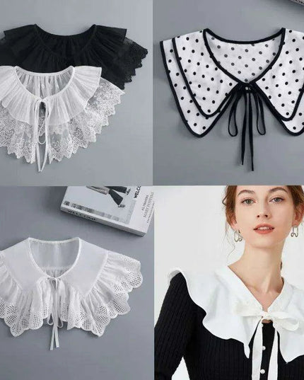 Embroidered Lace Detachable Collar for Women - Elegant White Shawl Accessory
