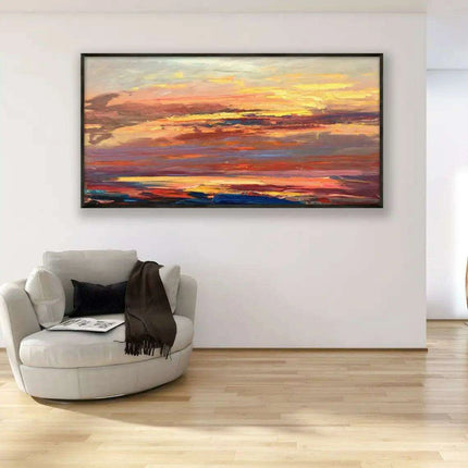 Tranquil Horizon Large Handmade Abstract Oil Painting for Peaceful Home Decor