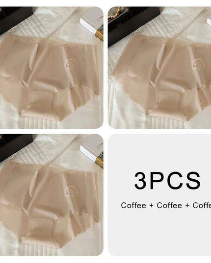 3-Pack Women's Luxurious Ice Silk Mid-Rise Briefs - Ultimate Comfort Seamless Lingerie