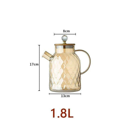 Elegant Borosilicate Glass Teapot with Bamboo Lid - Sleek Cold Water Kettle for Aromatic Teas