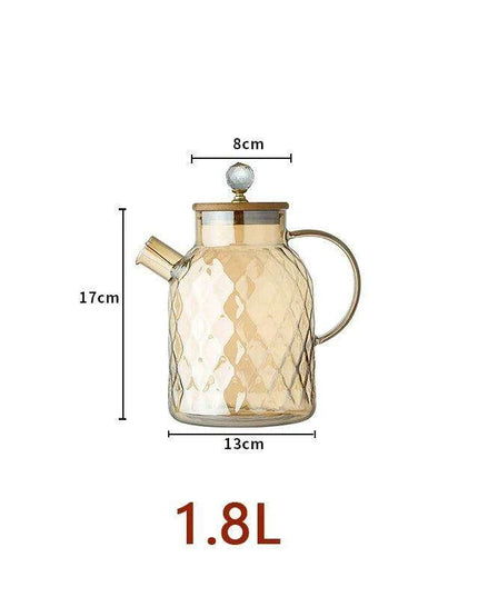 Elegant Borosilicate Glass Teapot with Bamboo Lid - Sleek Cold Water Kettle for Aromatic Teas