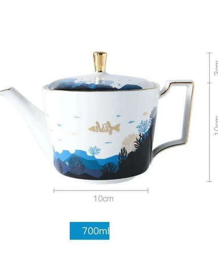 Luxurious Gold-Accented European Ceramic Coffee and Tea Set - Elegant 4-Piece Gift Collection