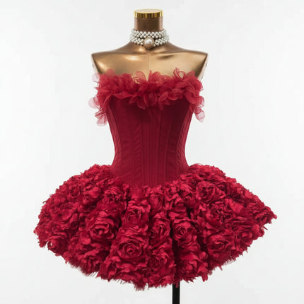 Women’s 2026 Floral Tulle Corset Ballet Dress Strapless Tiered Ruffle Lace-Up Spring Summer Beach Party Evening Dress women-s-2026-floral-tulle-corset-ballet-dress-strapless-tiered-ruffle-lace-up-spring-summer-beach-party-evening-dress