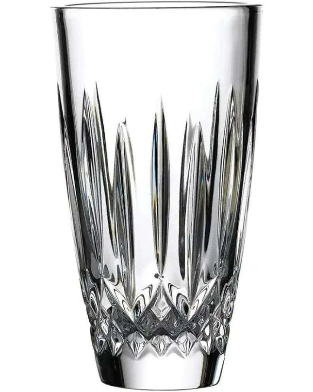 Elegant 7" Crystal Flared Vase with Diamond Cuts - Sophisticated Home Accent and Gift Idea