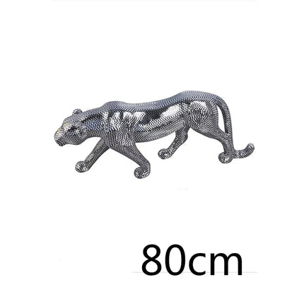 Metallic Leopard Sculpture Figurine — 82cm, 4 Finishes