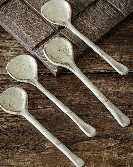 Elegant Long-Handled Japanese Ceramic Spoon - Enhance Your Culinary Presentations