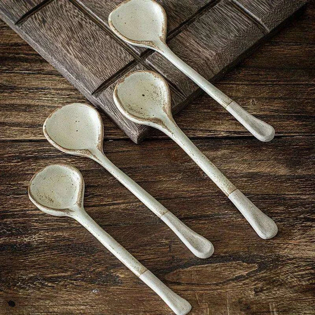 Elegant Long-Handled Japanese Ceramic Spoon - Enhance Your Culinary Presentations