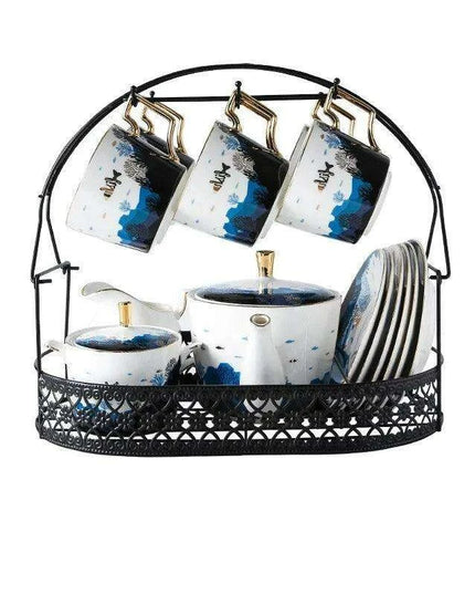 Luxurious Gold-Accented European Ceramic Coffee and Tea Set - Elegant 4-Piece Gift Collection