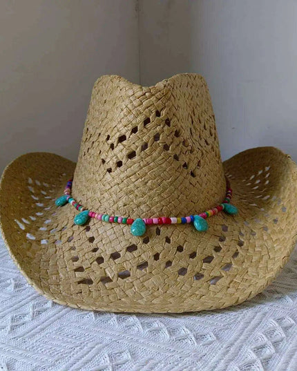 Lake Blue Western Cowboy Straw Hat Unisex with Adjustable Size