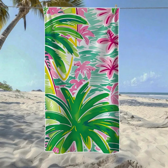Palm Tree Ocean Art Beach Towel — Quick-Dry Microfiber | Blue Tone, 4 Colourways