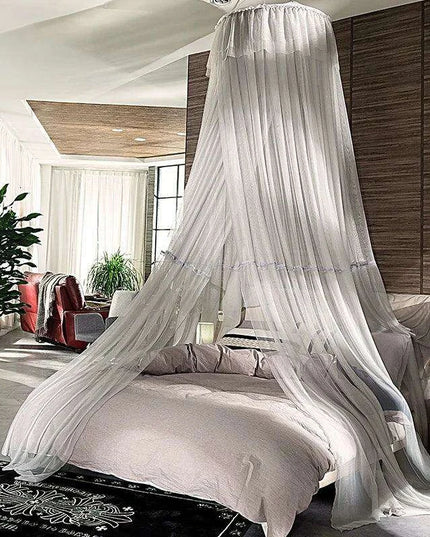 Chic Grey Lace Mosquito Net Canopy - Enchanting Sleep Sanctuary for Insect-Free Dreams