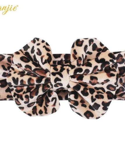 Leopard Print Velvet Headband and Hair Bow Set - Stylish Hair Accessories for Fashion-Forward Girls