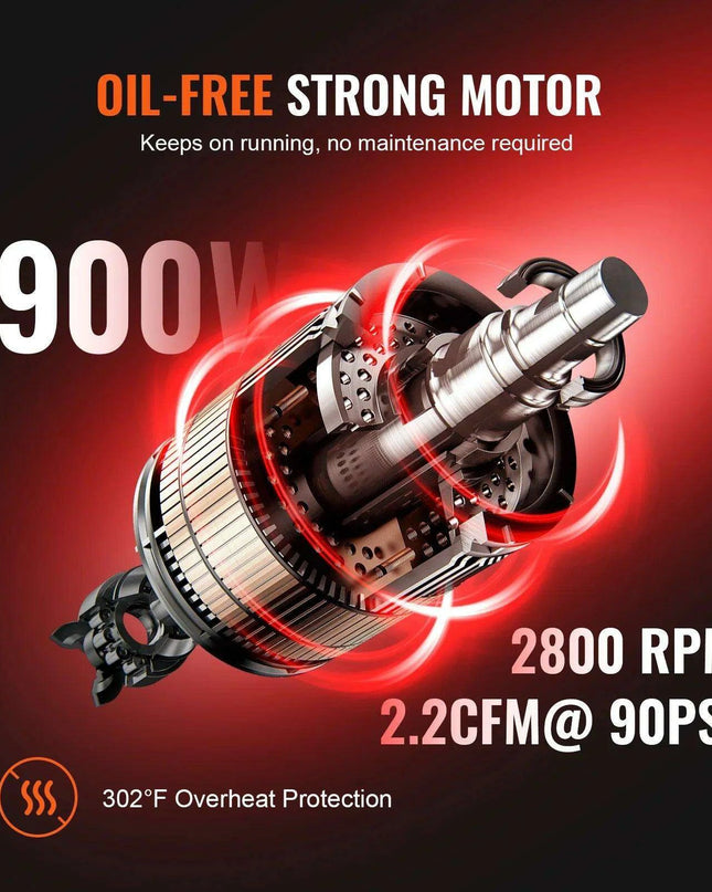 Whisper-Quiet Oil-Free Air Compressor Kit for Home and Automotive Use - Compact 9L, 18L, 24L, 35L Inflator