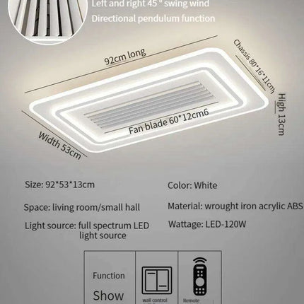 Sleek Bladeless Ceiling Fan with Integrated LED Lighting and Remote Control - Stylish Home Enhancement Solution