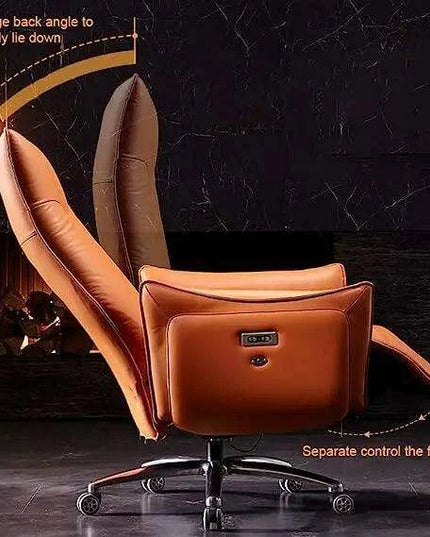Luxury Cowhide Leather Dual Motor Executive Recliner Office Chair