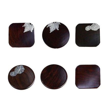 Elegant Ebony Square Zen Tea Ceremony Set with Wooden Tray