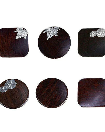 Elegant Ebony Square Zen Tea Ceremony Set with Wooden Tray