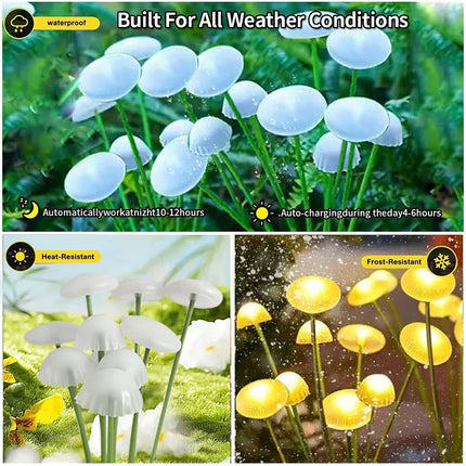Solar LED Jellyfish Mushroom Garden Stake Lights – IP65, Warm White or RGB