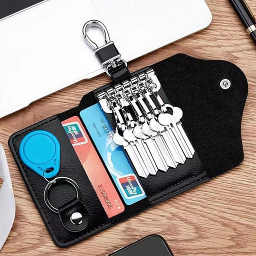 Stylish Leather Key Wallet with Multi-function Key Holder