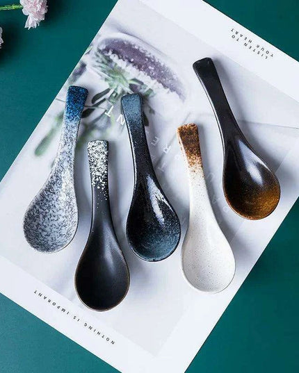 Chic Japanese Ceramic Soup Spoon - A Fusion of Style and Function for Culinary Enjoyment