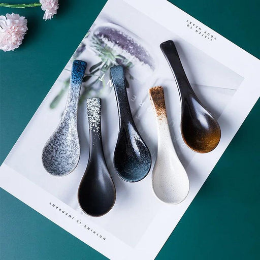 Chic Japanese Ceramic Soup Spoon - A Fusion of Style and Function for Culinary Enjoyment