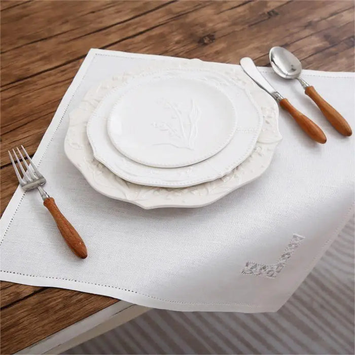 Luxury Concise Linen Napkin/Placemat Hemstitched by Hand - Set of 2