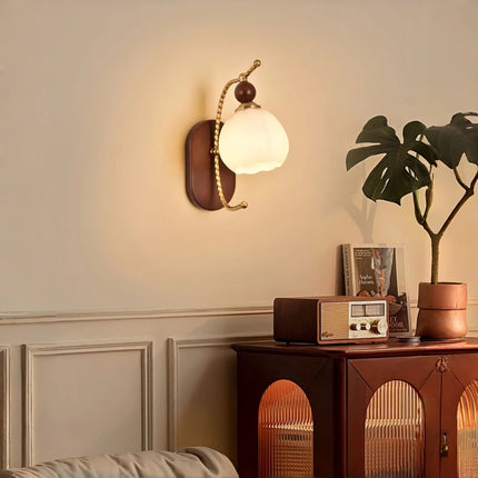 Vintage French Flower Wall Sconce — Frosted Glass Petal, E27