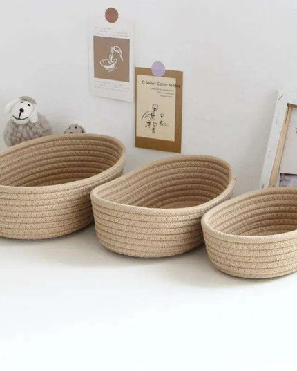 Scandinavian-Style Cotton Rope Desktop Storage Baskets - Chic Organization Solutions