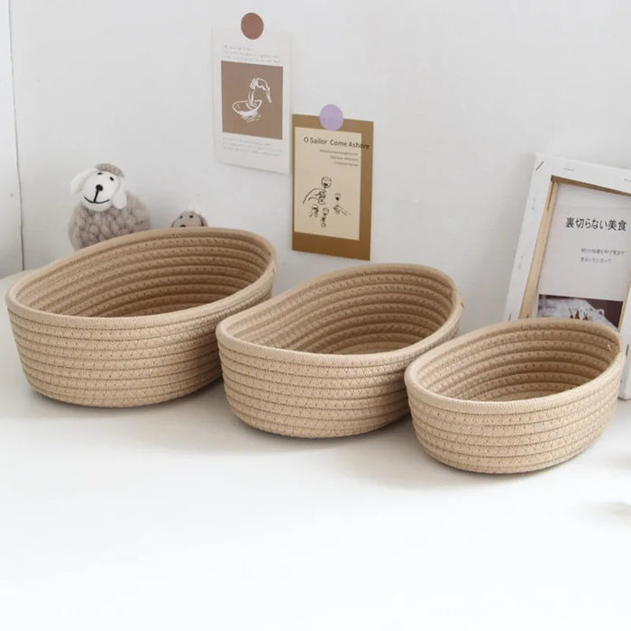 Chic Nordic Cotton Rope Woven Baskets - Multi-functional Desktop Storage Solution