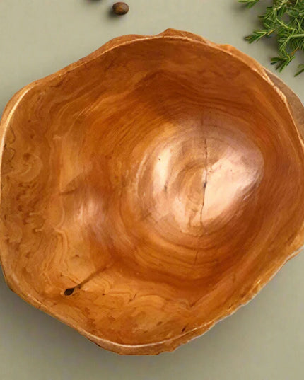 Artisan Crafted Natural Wood Bowl for Salads and Desserts - Distinctive Fruit Serving Tray for Home and Gifting