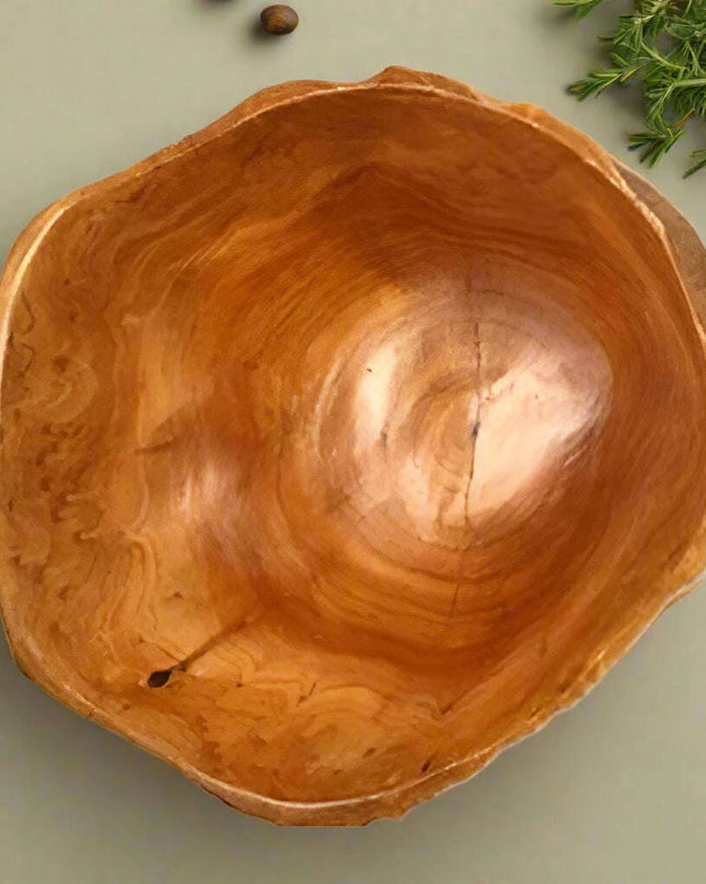 Artisan Crafted Natural Wood Bowl for Salads and Desserts - Distinctive Fruit Serving Tray for Home and Gifting