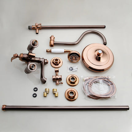 KEMAIDI Solid Brass Bathroom Shower Systerm Bathtub Mixer Rainfall Hand Shower & Spray Shower Facuet Rose Golden Shower Faucet kemaidi-solid-brass-bathroom-shower-systerm-bathtub-mixer-rainfall-hand-shower-spray-shower-facuet-rose-golden-shower-faucet